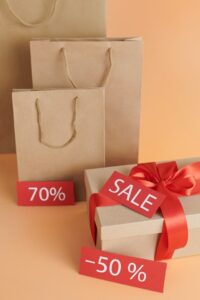 Shopping bags with sale tags