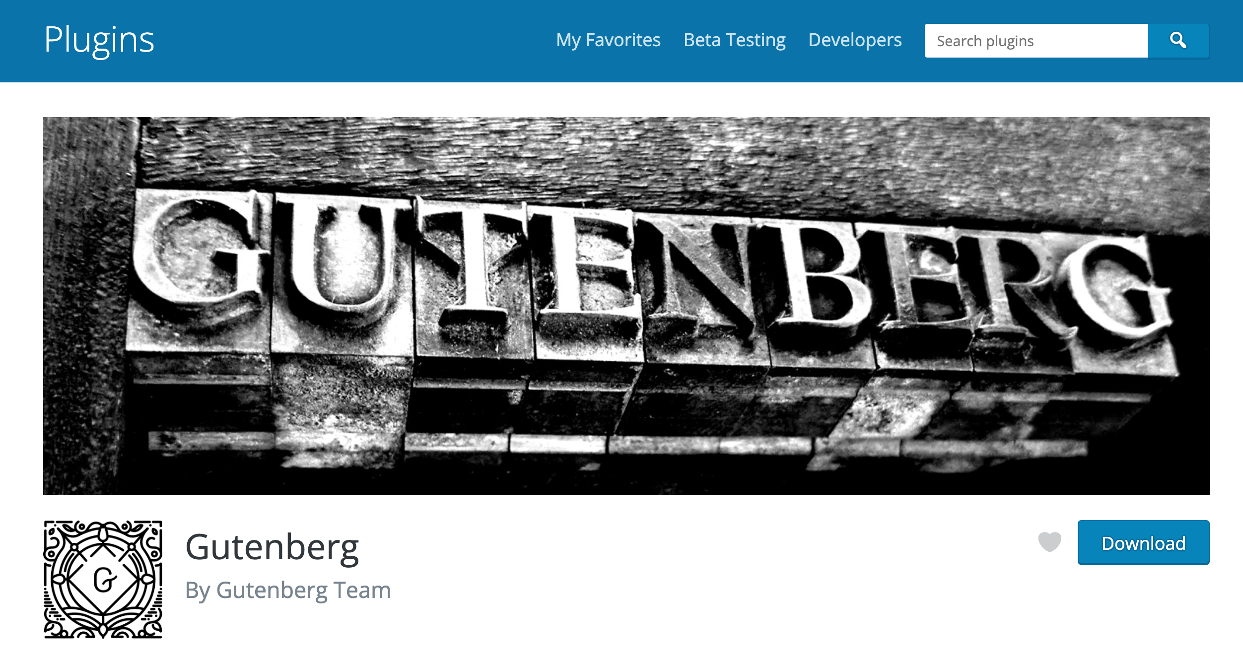 Gutenberg plugin in WordPress plugin repository