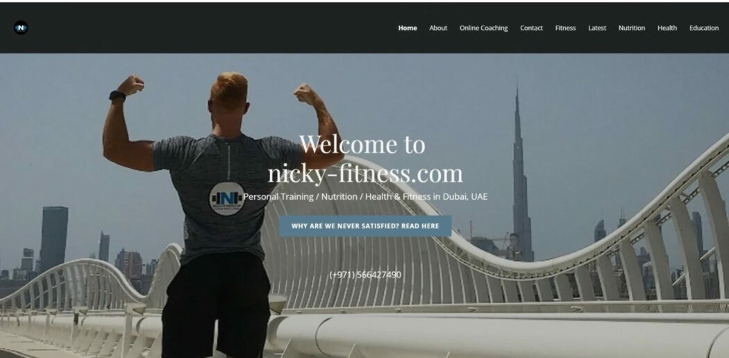 Nicky Fitness Website homepage