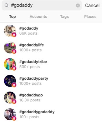 hashtags instagram search godaddy