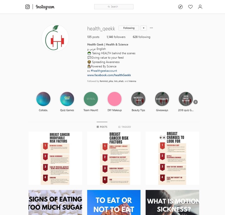 health tips geek instagram feed