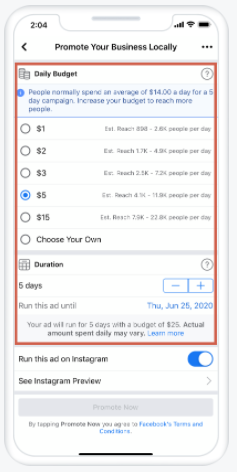 Choosing a budget for your ad campaign using Facebook marketing