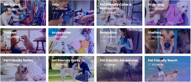 Pet With It website categories