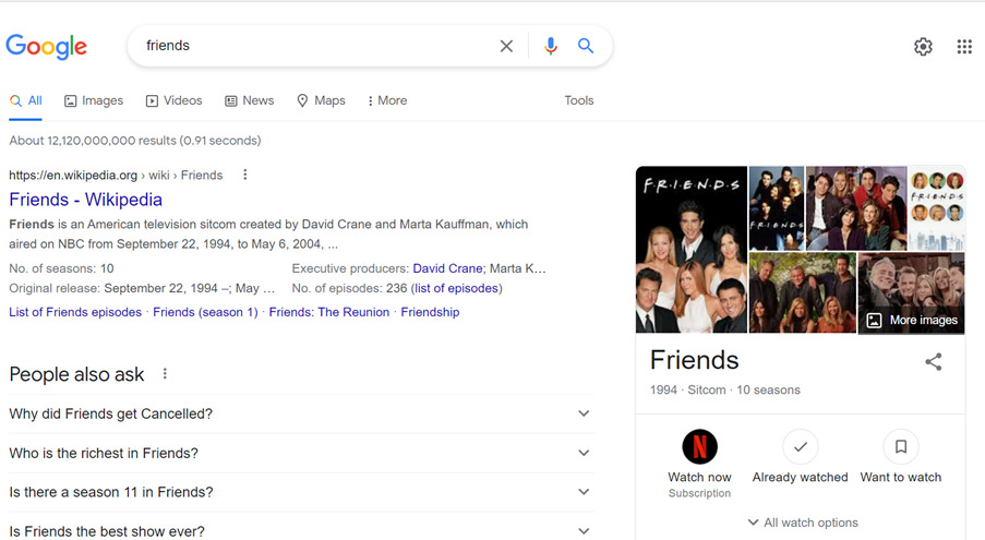 Screenshot googling friends