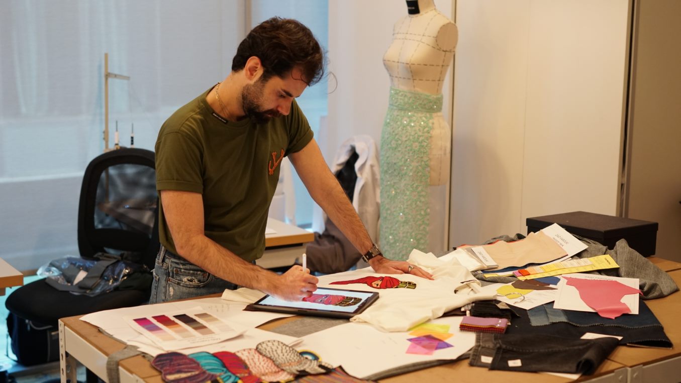 Zaid Farouki, fashion designer at work