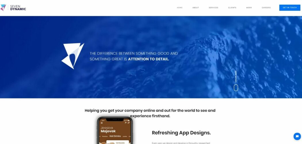 business website Seven Dynamic homepage