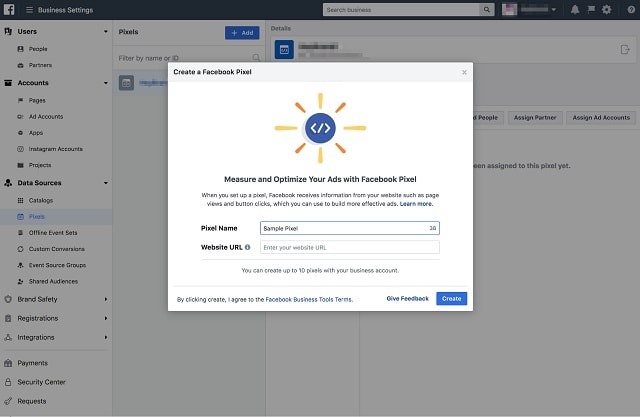 facebook retargeting create pixel