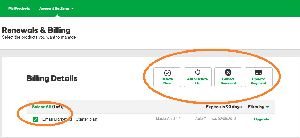 godaddy domain auto renewal control panel renewals and billing