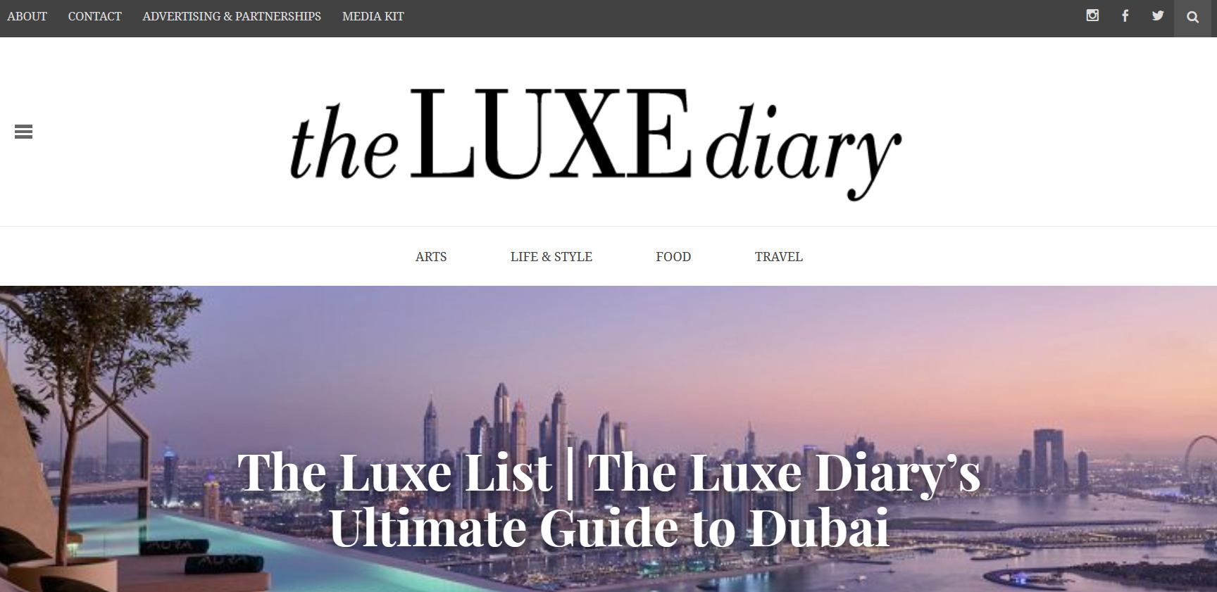 Screenshot of The Luxe Diary's blog