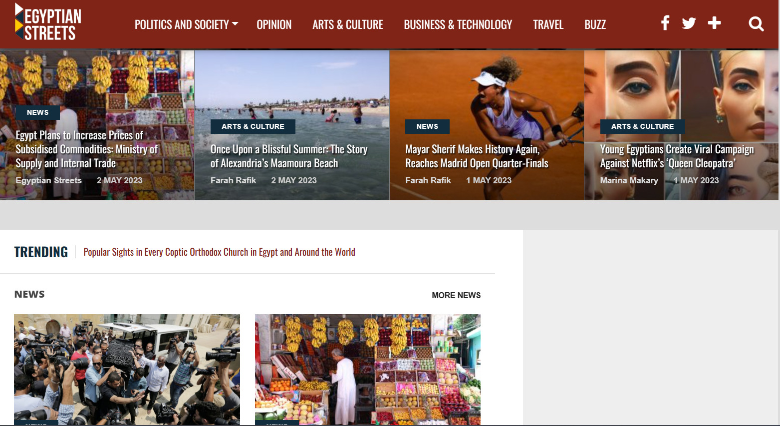 Screenshot of The Egyptian Street's blog