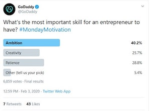 للأعمال GoDaddy واستطلاعات الرأي