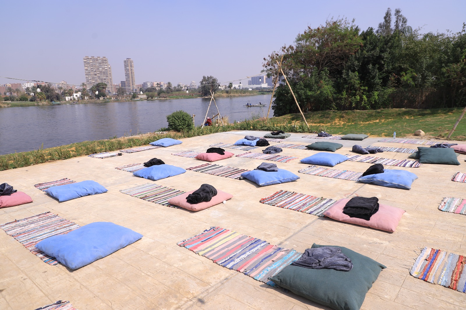 Ahimsa yoga and wellness space by the Nile river