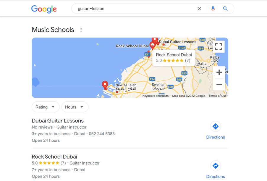 screenshot of googling guitar ~lesson