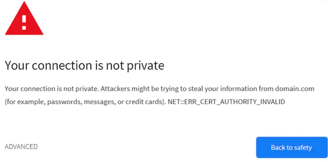 An image of a “Your connection is not private” warning message