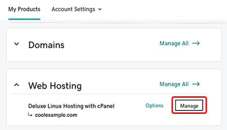 Hosting cPanel Click Manage To Generate CSR