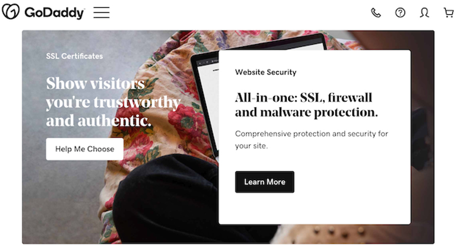 GoDaddy SSL Certificates Webpage