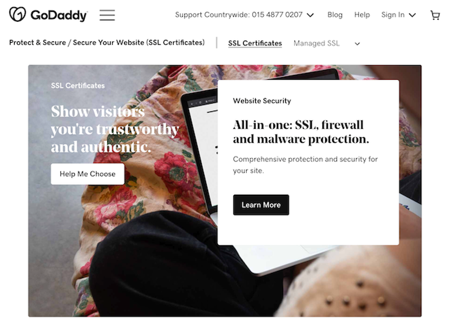 GoDaddy SSL Certificates Page