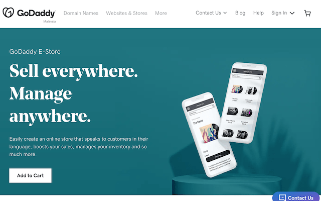 GoDaddy Malaysia E-Store homepage for building your own online store