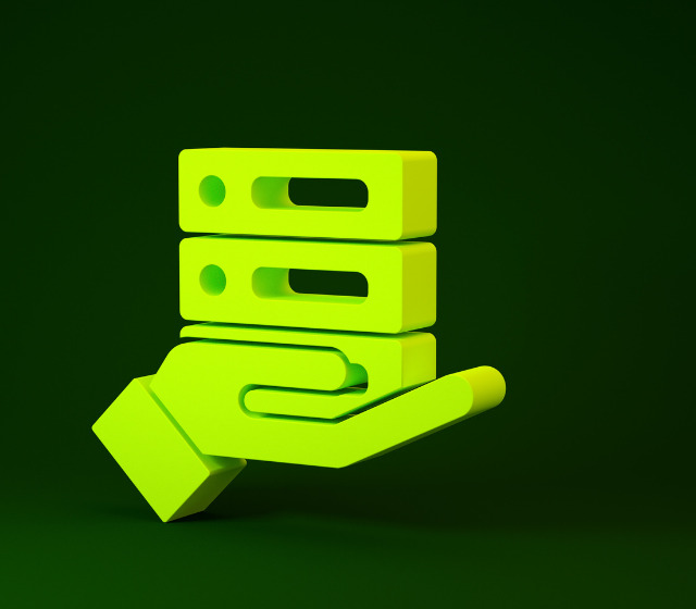 Green Hand Holding Server Upright