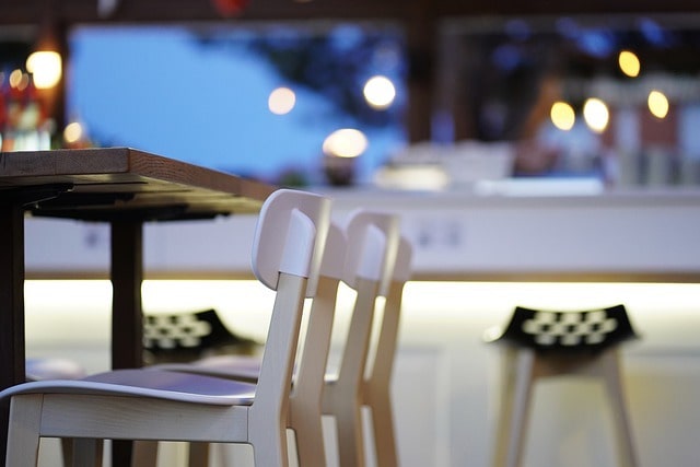 Two empty chairs in a cafe