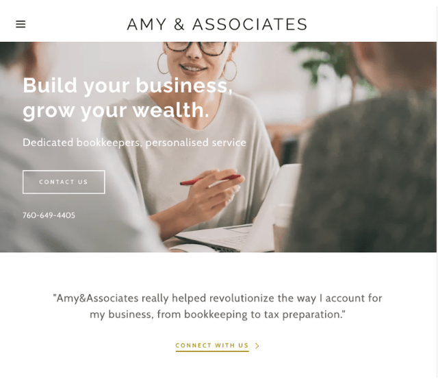 Screenshot Of Amy &amp; Associates Website