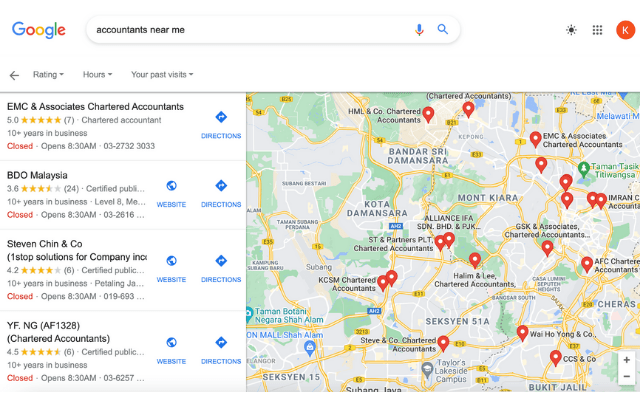 Screenshot of Google My Business