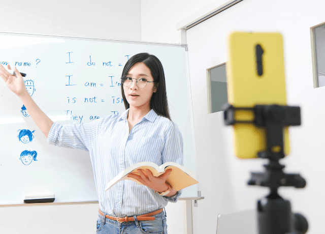 Woman Recording Online Class