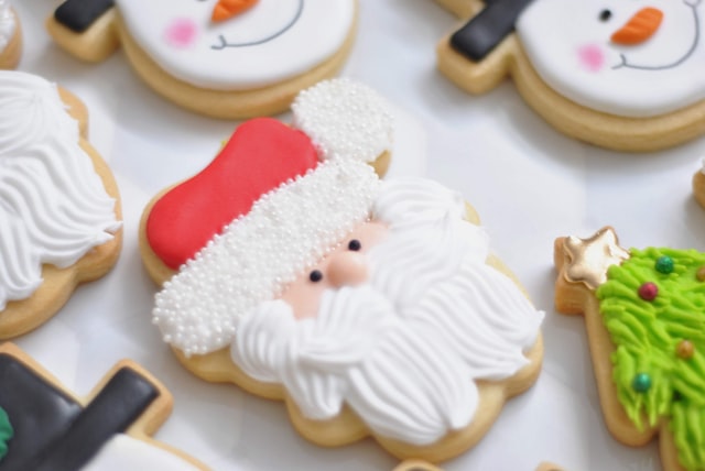 Closeup of decorated Christmas coookies