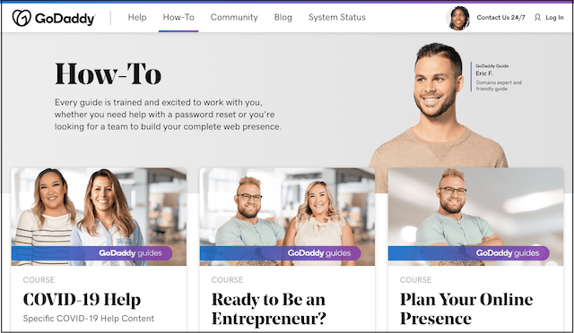 GoDaddy Guides Courses Page