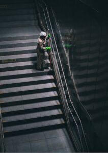 Housekeeping Jobs Person Cleaning Building Stairwell