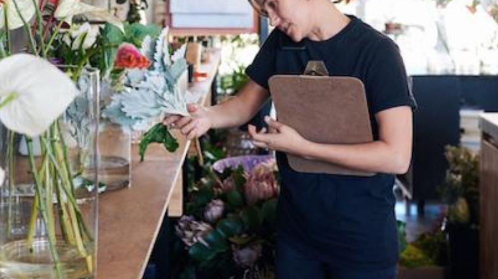 Woman Working in Florist Shop