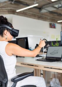 Intellectual Property Woman Wearing AI Headset