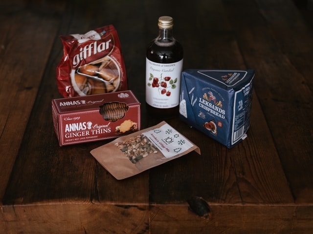 Treats sitting on a wooden table