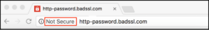 Closeup of Browser Bar Showing Google Not Secure Label