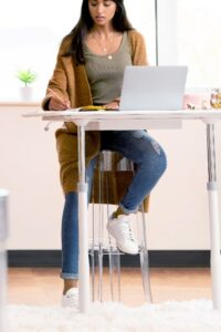 Developer at a tall desk