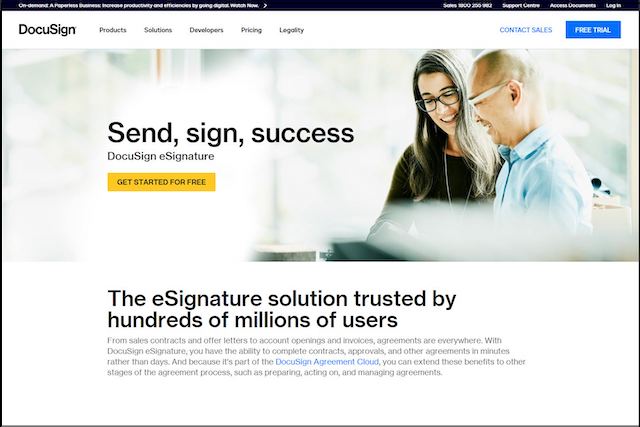 Docusign landing page