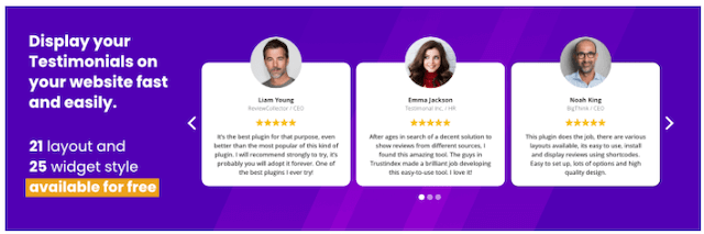 Example of WP Testimonials