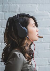 Freelance Work Young Woman with Headset