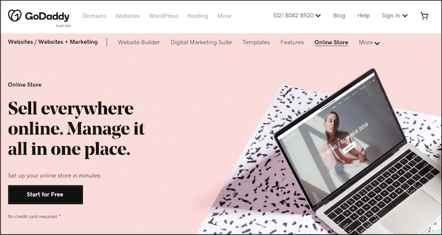 GoDaddy Online Store landing page