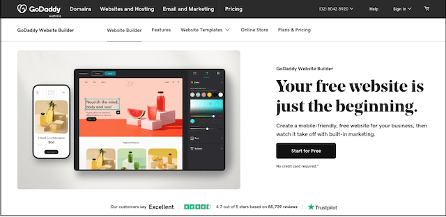 GoDaddy Website Builder landing page