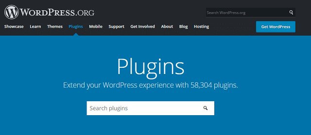 WordPress plugins search page