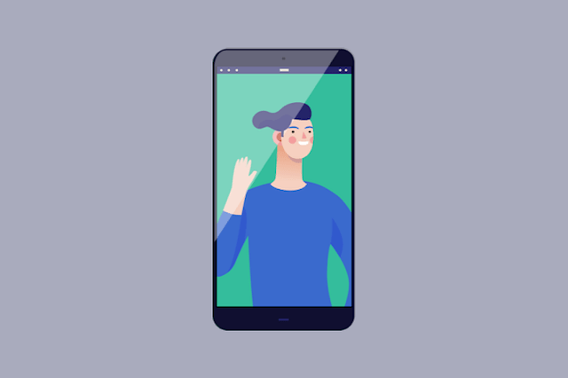 graphic of a person on a phone