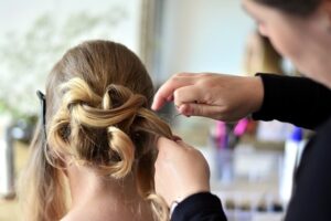 Hair dresser at work