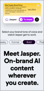 Jasper ai home page