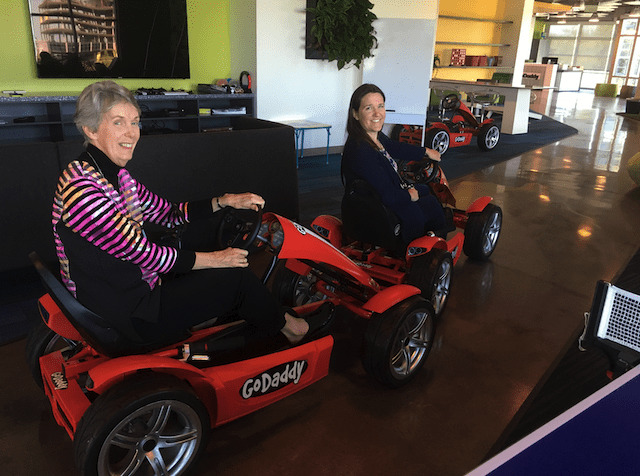 Laura at GoDaddy with her mum Dorothy