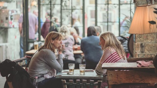 Two women talking