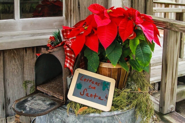 Retail Christmas display inviting children to send Santa a letter