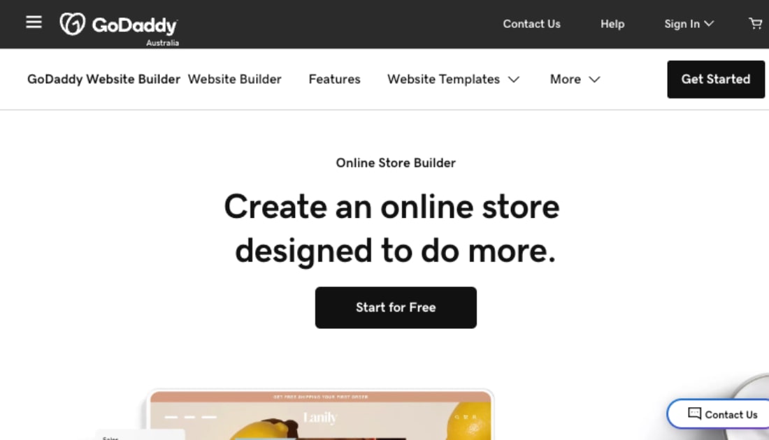 GoDaddy Online Store builder