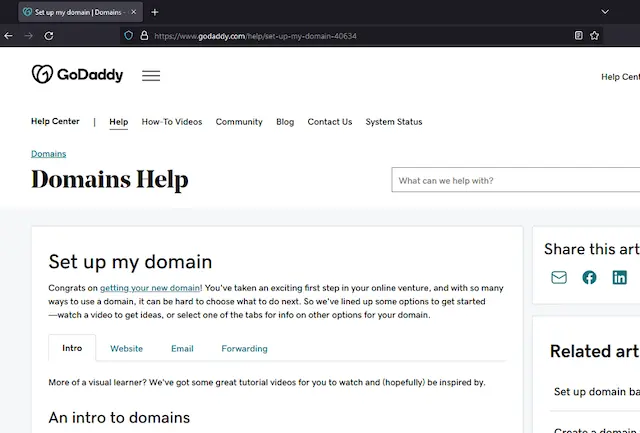 Screenshot of GoDaddy's domains help article-2