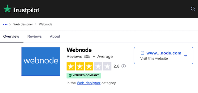 Webnode TrustPilot review